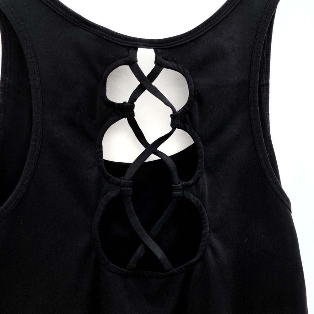 Yogalicious Black Woven Back Workout Tank Size M